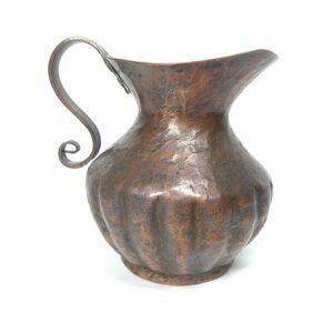 Antique Copper Cream Pitcher Creamer Handmade Hammered 4" Tall
